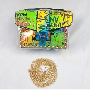 NWT Clear Studded Graffiti Bag